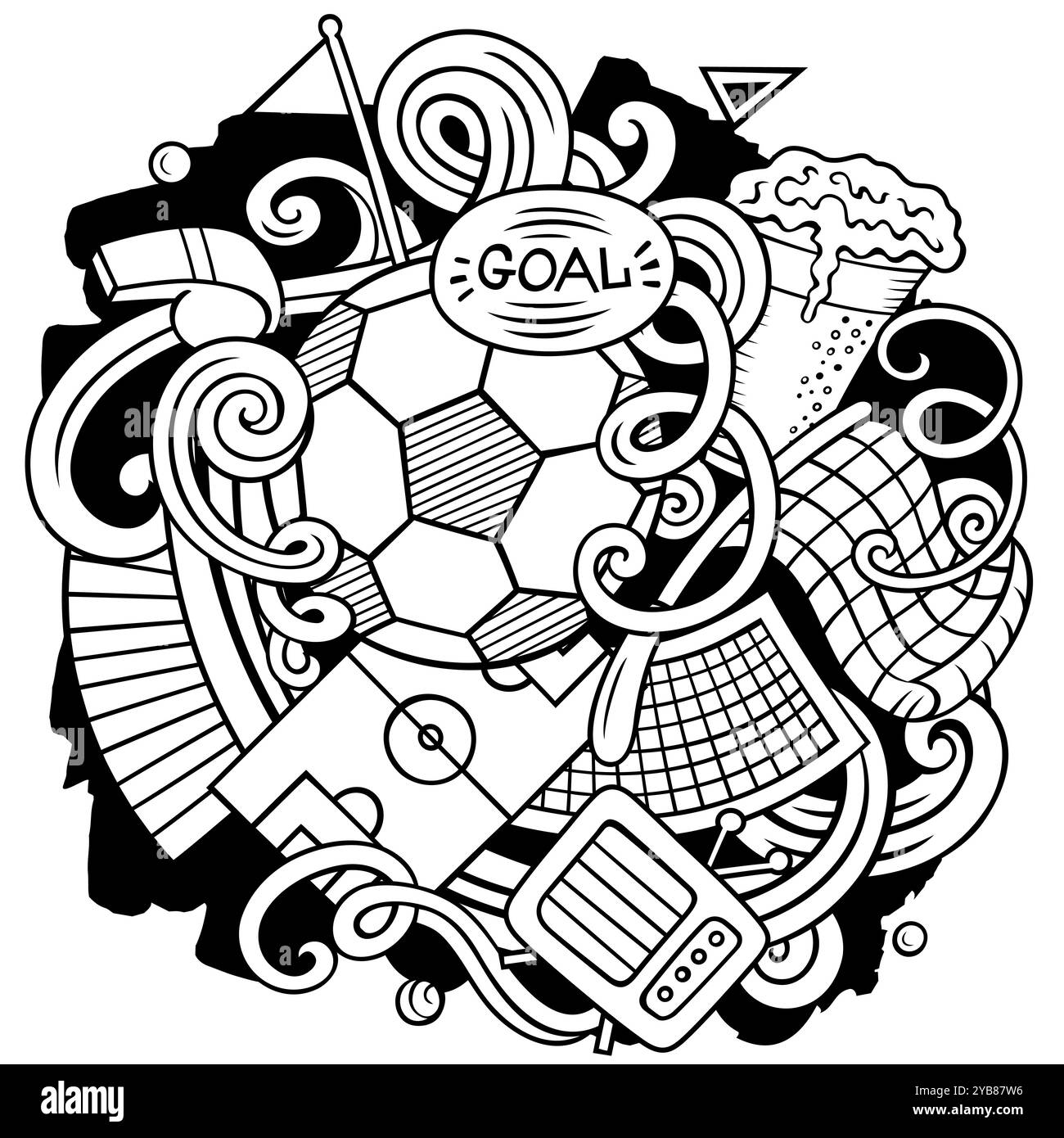 Dessin animé vectoriel de dessins de football Illustration de Vecteur