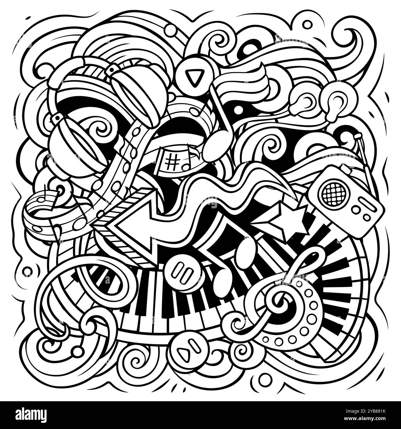 Musique dessin à la main dessin de dessins vectoriels illustration. Illustration de Vecteur