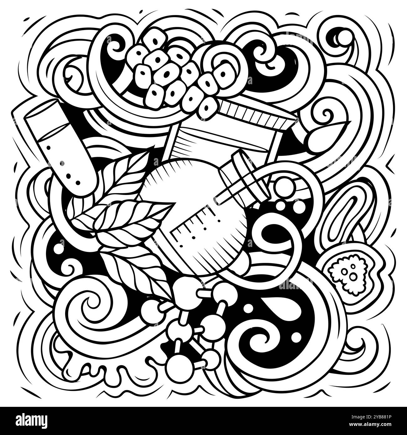 Motif science dessin animé vectoriel en forme de doodle Illustration de Vecteur