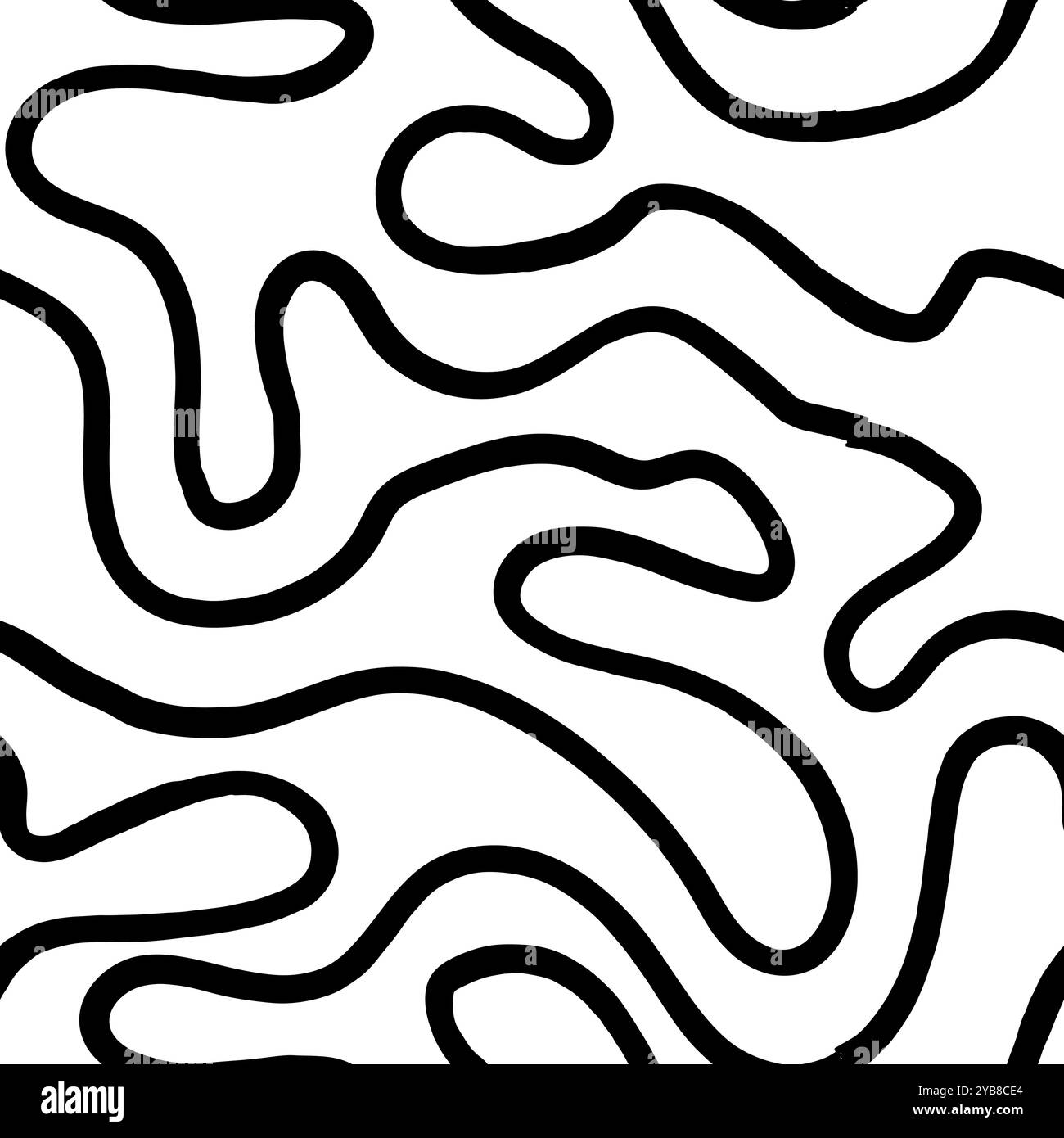 Motif abstrait sans couture avec des squiggles et des griffonnages. Lignes courbes tissées. L'encre chaotique gribouillonne la texture décorative. Griffonnages désordonnés, ondulés et bouclés Illustration de Vecteur