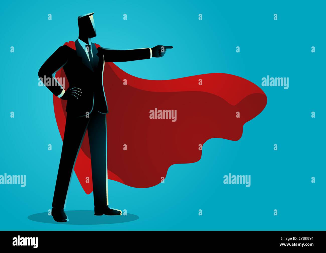 Illustration vectorielle d'un homme d'affaires représenté comme un super-héros, pointant en avant avec confiance. Illustration de Vecteur Illustration vectorielle d'un homme d'affaires représenté comme un super-héros, pointant en avant avec confiance. Illustration de Vecteur