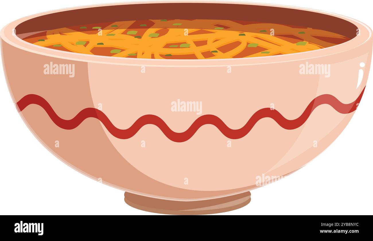 Un grand bol de soupe de nouilles chaudes est prêt à vous réchauffer par une journée froide Illustration de Vecteur