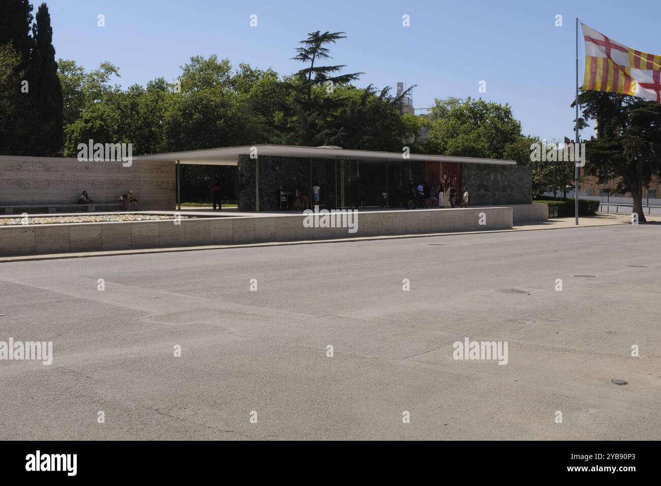 Pabellon de Alemania (pavillon allemand), Barcelone, Espagne Banque D'Images
