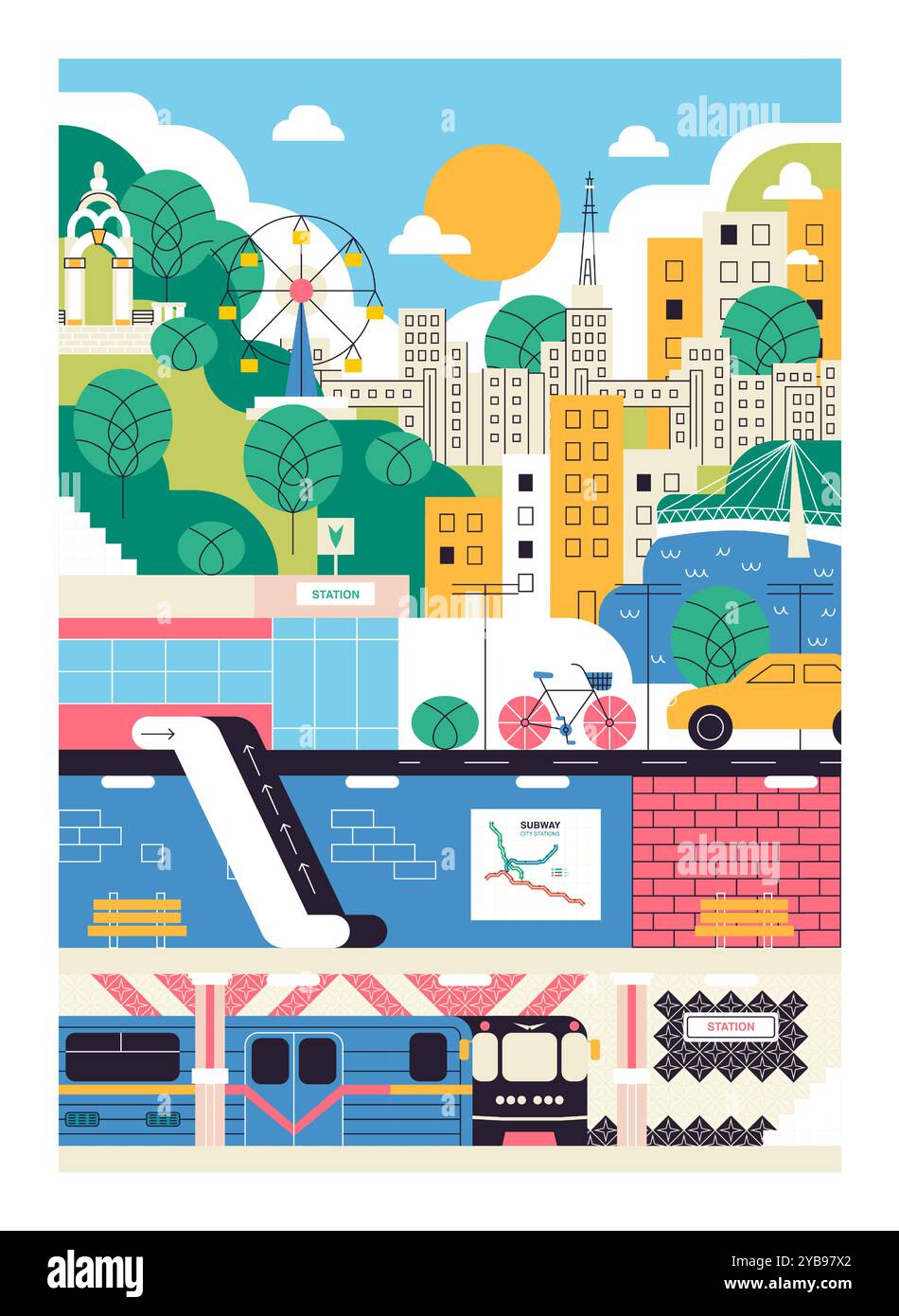 Affiche Subway City Illustration de Vecteur