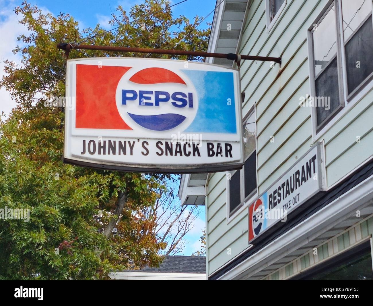 Halifax Nouvelle-Écosse, enseigne de Johnny's Snack Bar, avec enseigne Pepsi Banque D'Images