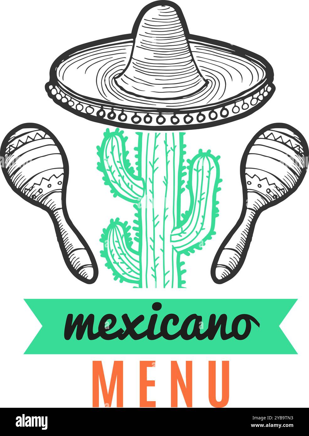 Logo de menu mexicain. Étiquette de nourriture de restaurant rétro Illustration de Vecteur