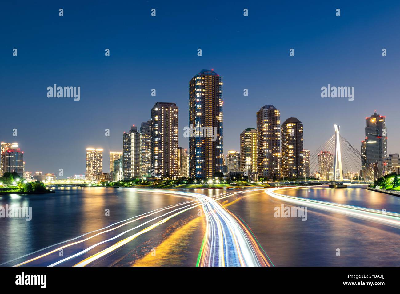 Paysage de Tsukudajima, l'île de Tsukuda, située à Tokyo, Japon Banque D'Images