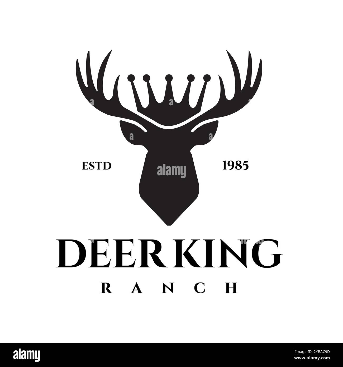 Logo de silhouette tête de cerf avec illustration vectorielle de couronne Illustration de Vecteur