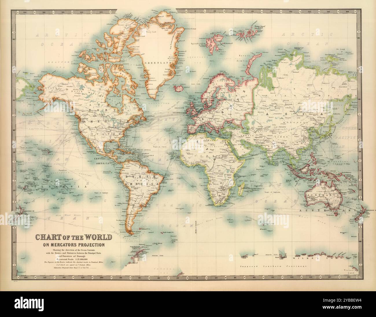 Vintage détaillé carte du monde numérique imprimable Télécharger affiche de voyage Banque D'Images