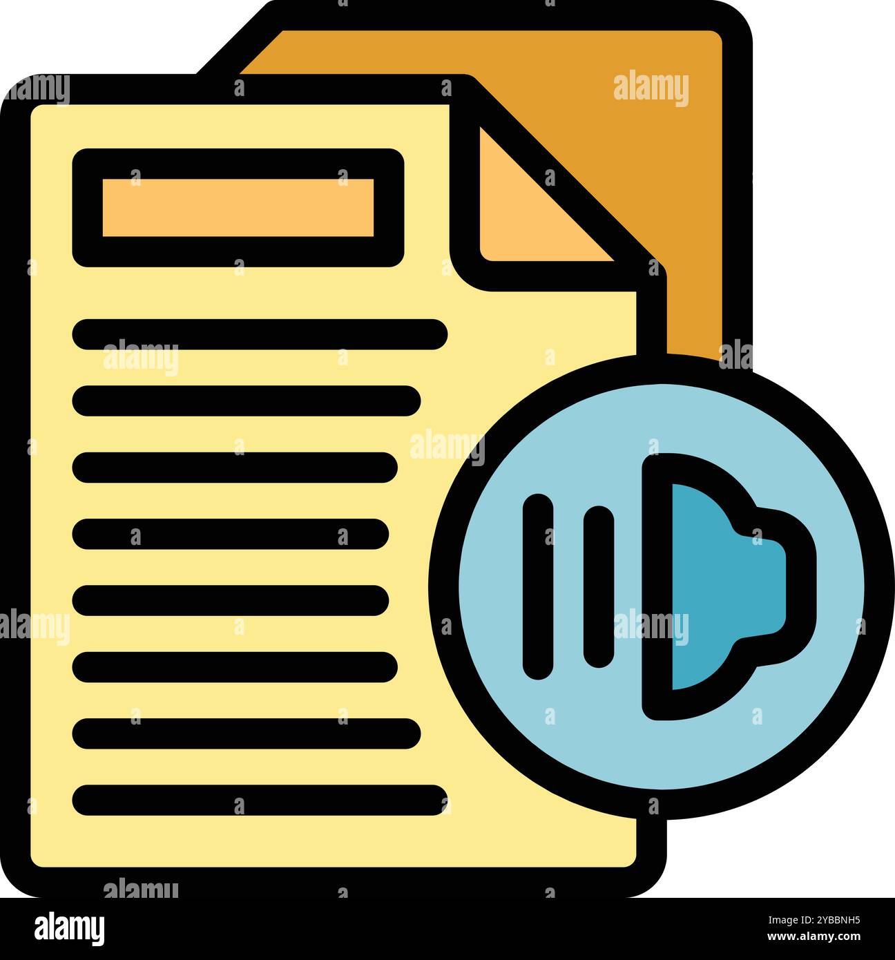 Cette icône colorée comporte un fichier audio, indiquant un document sonore téléchargeable Illustration de Vecteur