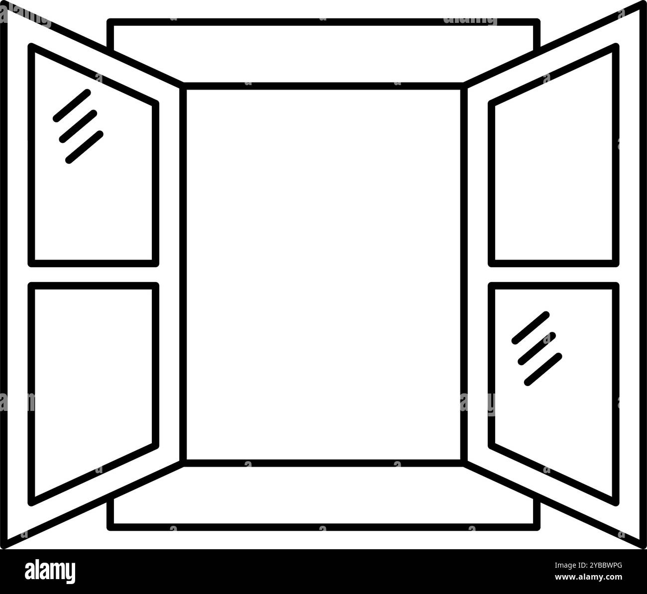 Fenêtre vitrée ouverte avec lumière du soleil. Vecteur. Illustration de Vecteur