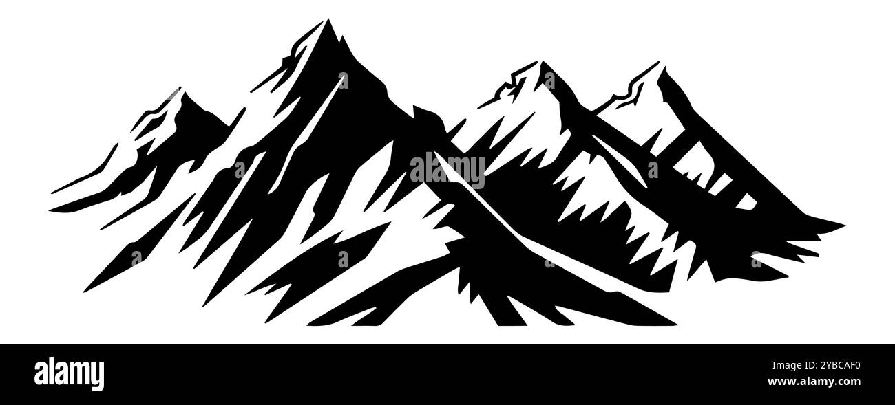 Silhouette de montagne isolée sur fond blanc Illustration de Vecteur