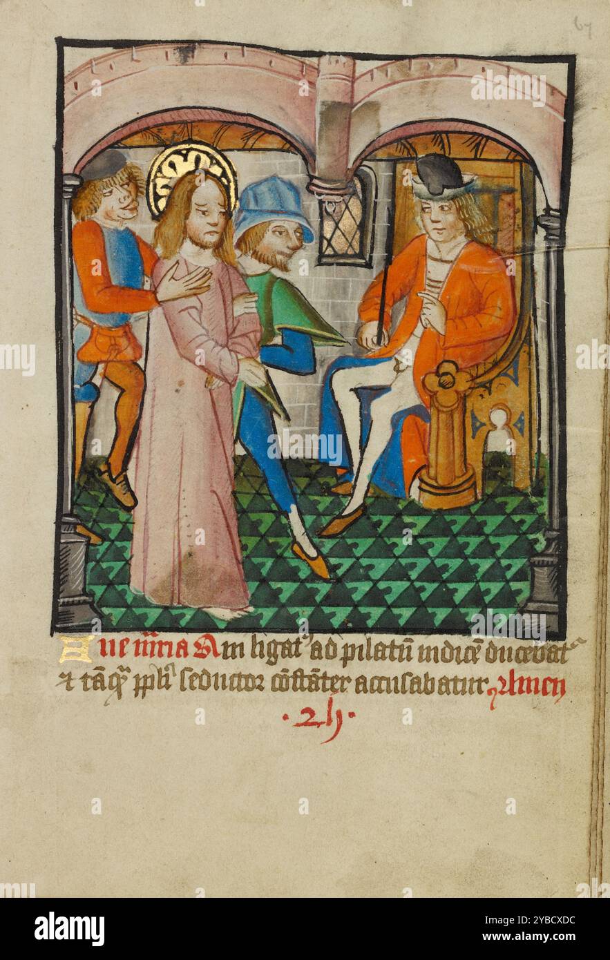 Christ avant Pilate, vers 1480-1490. Informations supplémentaires:Illustrated Vita Christi, avec suppléments de dévotion. Banque D'Images