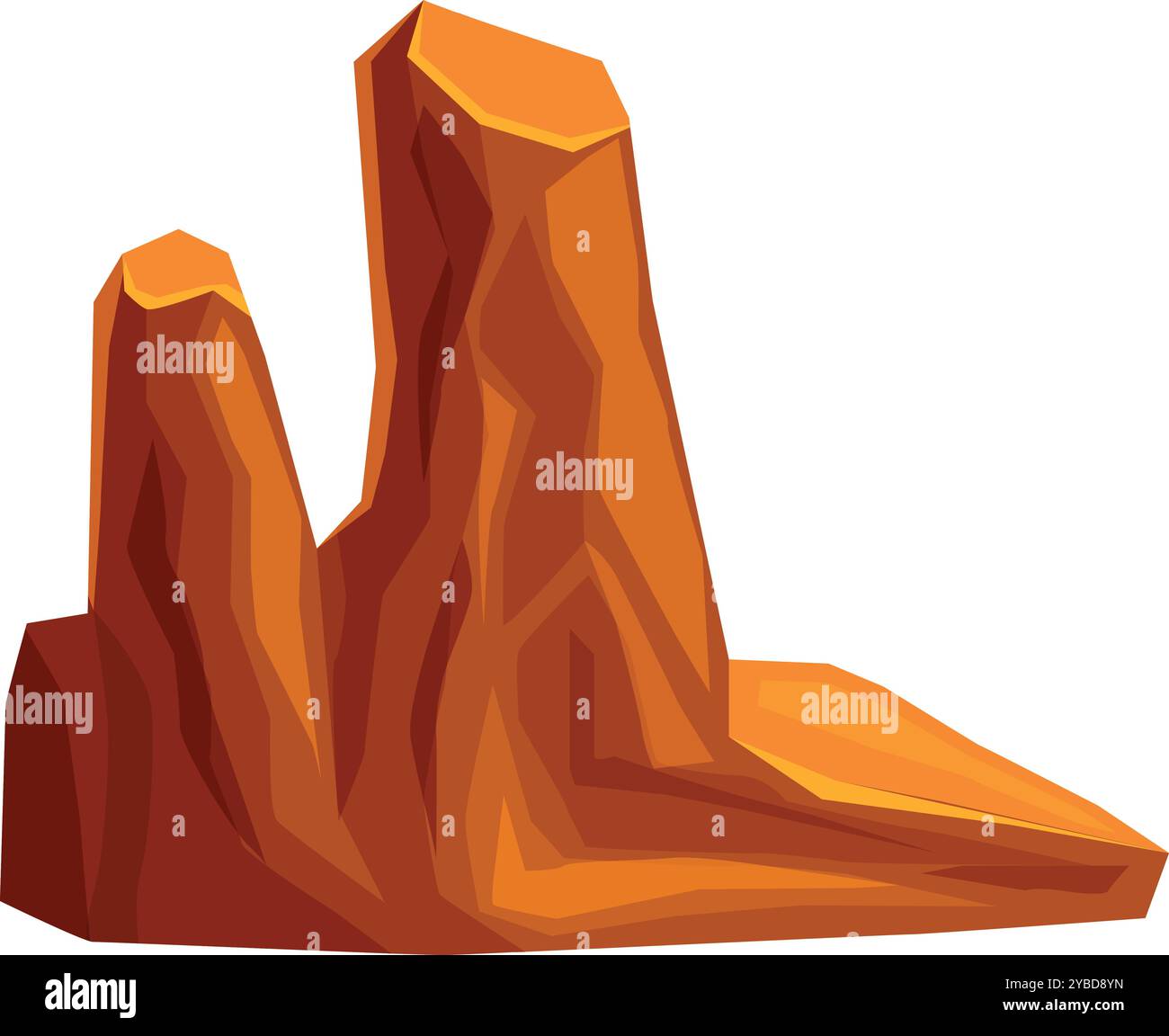 Illustration représentant une grande formation rocheuse orange debout haut dans le désert Illustration de Vecteur