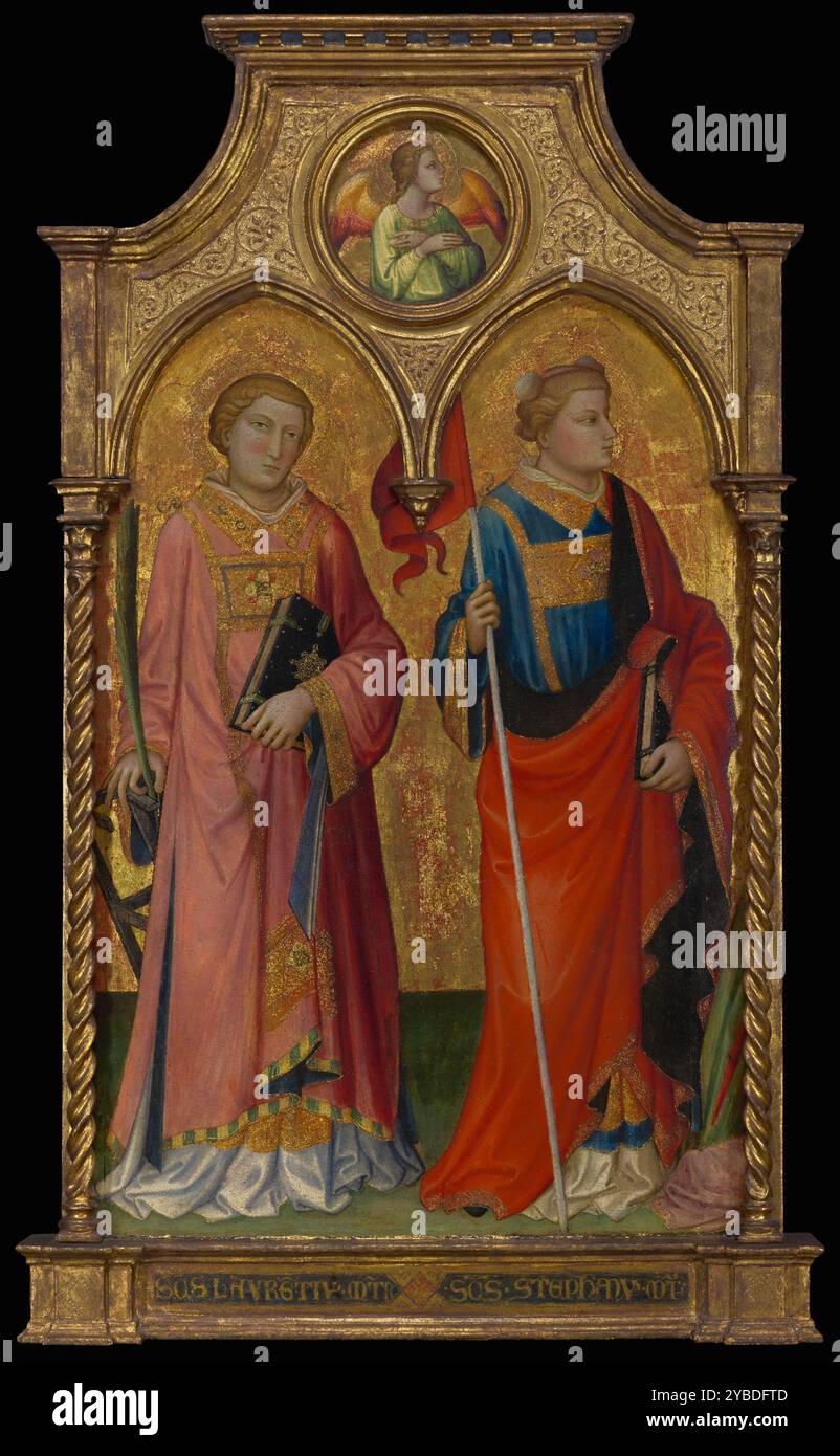 Saints Lawrence et Stephen, 1408. Informations complémentaires : cette aile latérale et son compagnon faisaient autrefois partie d'un retable commandé en 1408 par la confrérie de la Vierge et Saint-Étienne pour l'église de Santo Stefano in Pane, à la périphérie de Florence. Le panneau central, maintenant dans l'Institut des Arts de Minneapolis, montre le couronnement de la Vierge. Banque D'Images