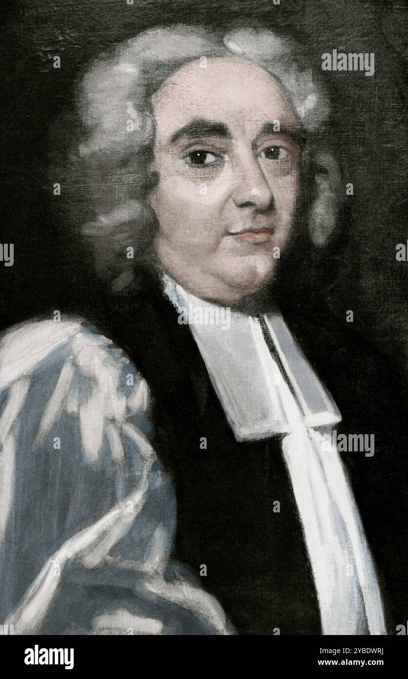 George Berkeley. Berkeley (1685-1753), également connu sous le nom d'évêque Berkeley (évêque de Cloyne), était un philosophe anglo-irlandais. (Impression colorée en noir et blanc). Banque D'Images