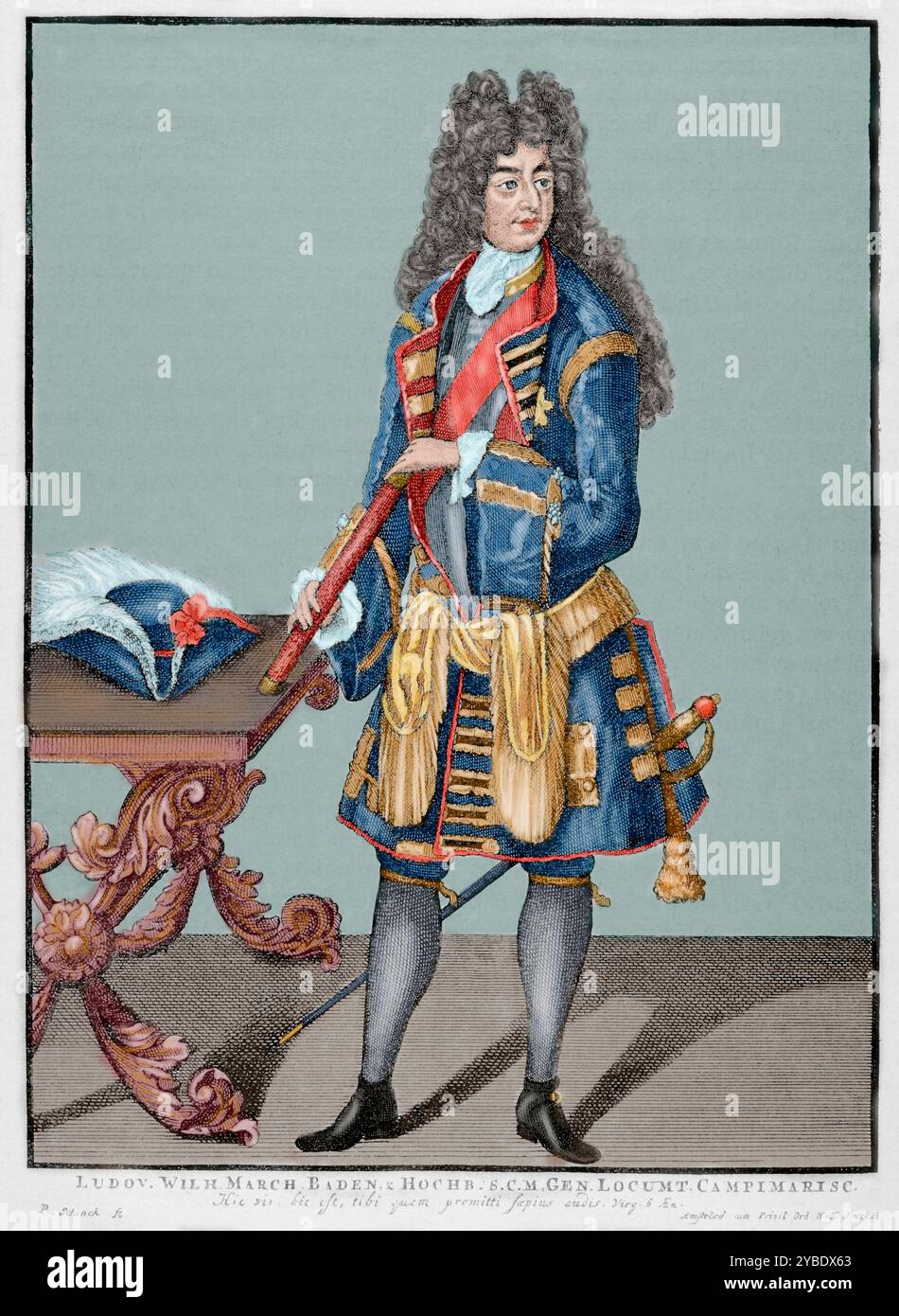 Louis Guillaume, margrave de Bade-Baden (1655-1707), 1881. Officier dans l'armée impériale, de la maison de Zahringen. Réduction des télécopies. Extrait de "Universal History", 1881. (Impression colorée en noir et blanc). Banque D'Images