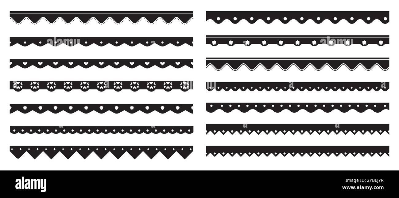 Cadre en papier festonné noir simple ou séparateur de bordure isolé Illustration de Vecteur