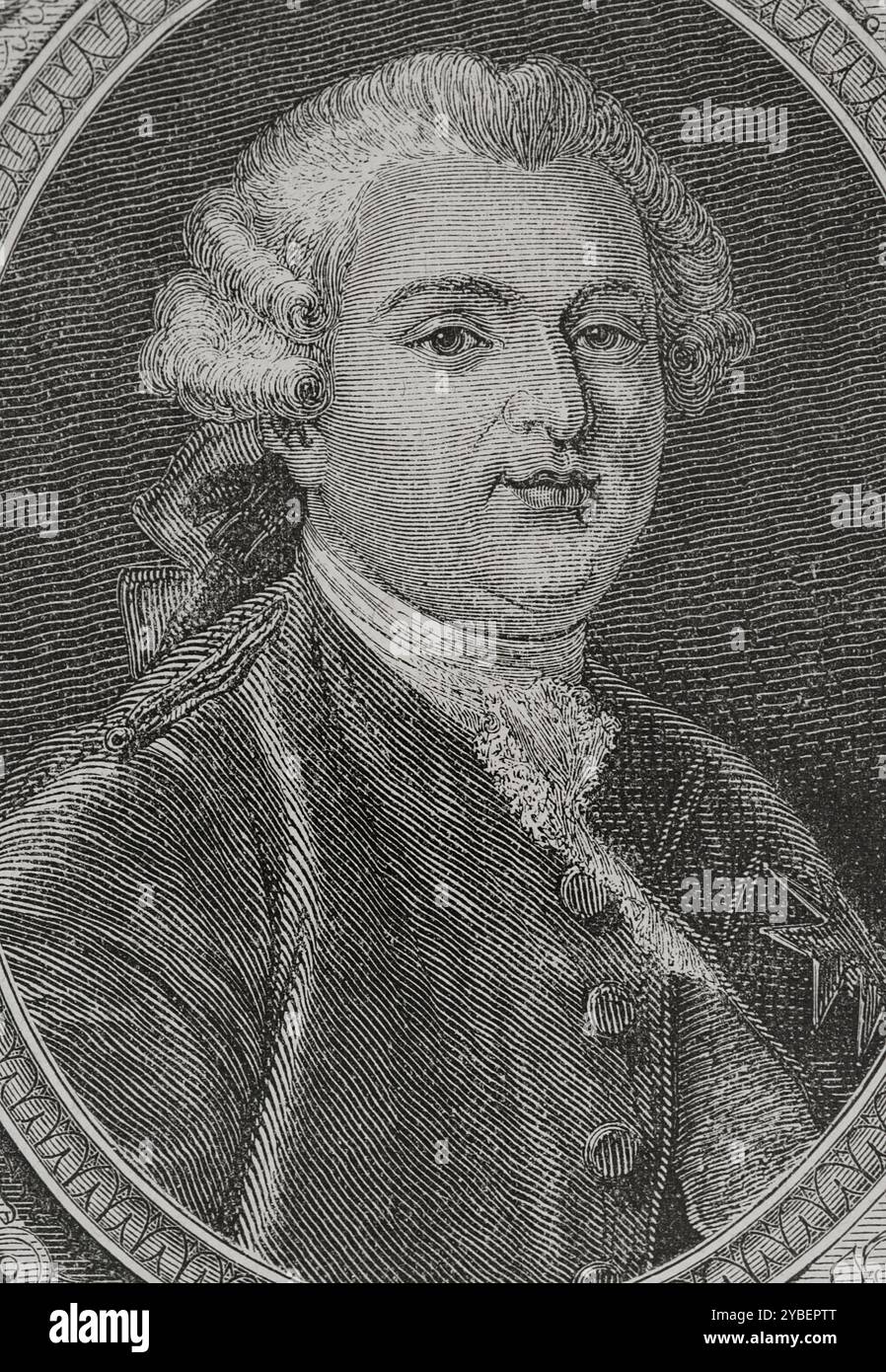 Louis Auguste le Tonnelier de Breteuil (1730-1807), baron de Breteuil. Diplomate et homme d'État français. Portrait. Gravure par Pannemaker. "Histoire de la Révolution française". Volume I, 1876. Banque D'Images