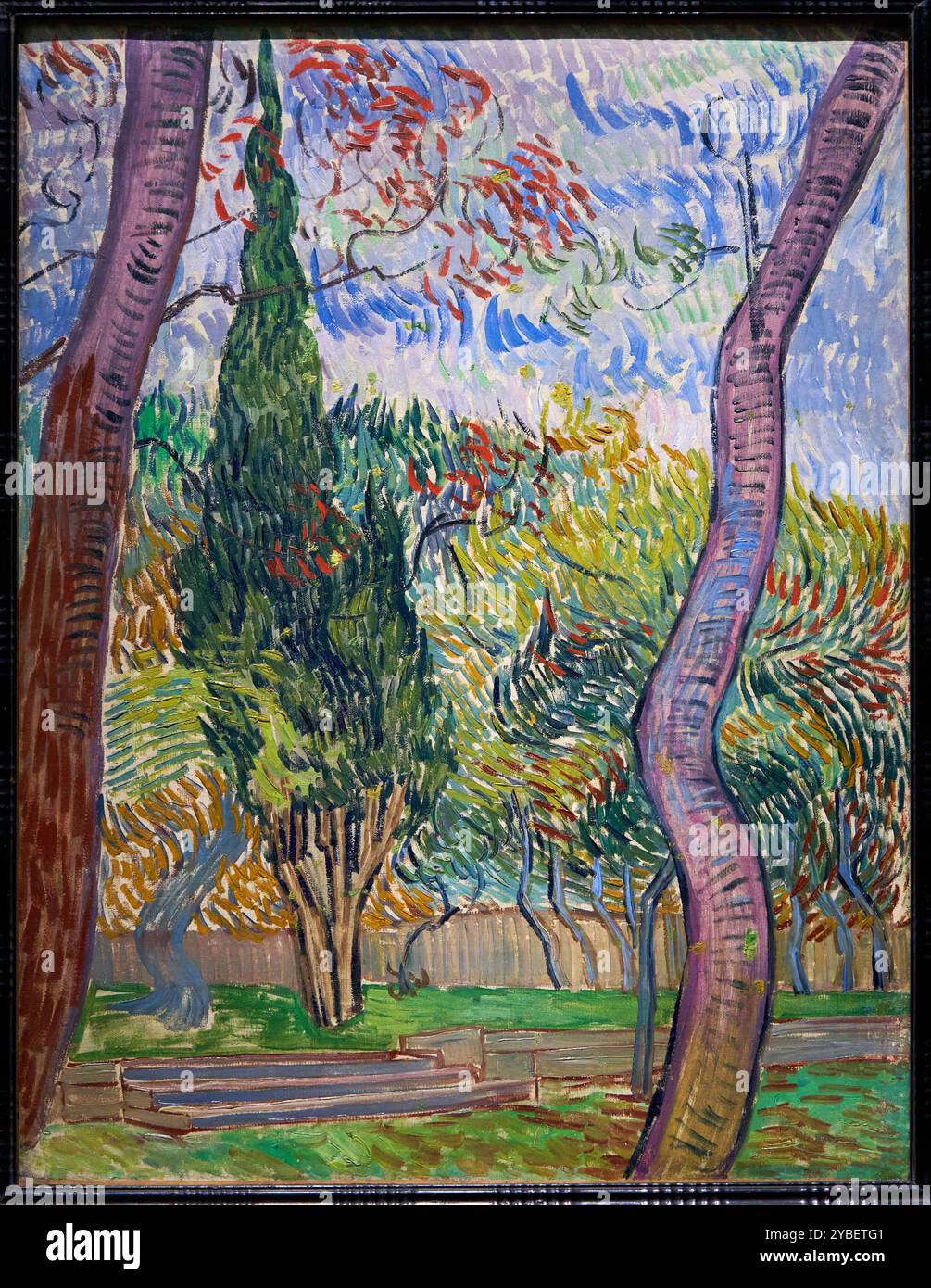 Trees in the Garden of the Asylum, 1889, Vincent Van Gogh (1853-1890), Poets & Lovers Exhibition, National Gallery, Londres, Royaume-Uni. Banque D'Images