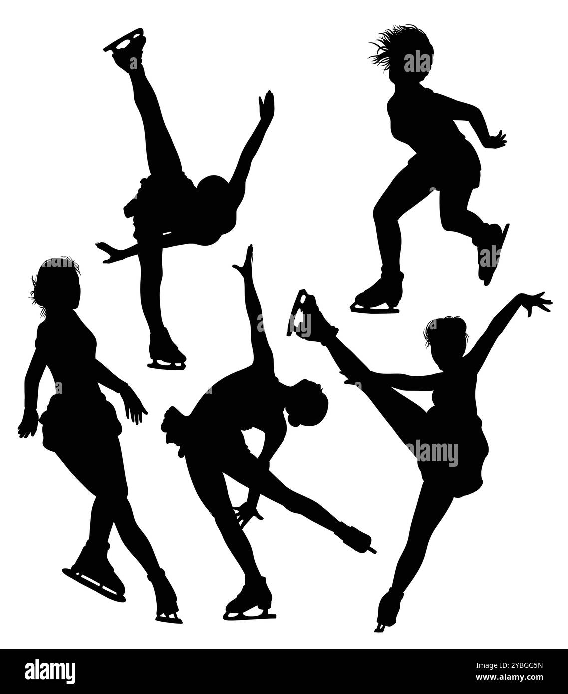silhouette de pose de sport de patinage sur glace féminin Illustration de Vecteur