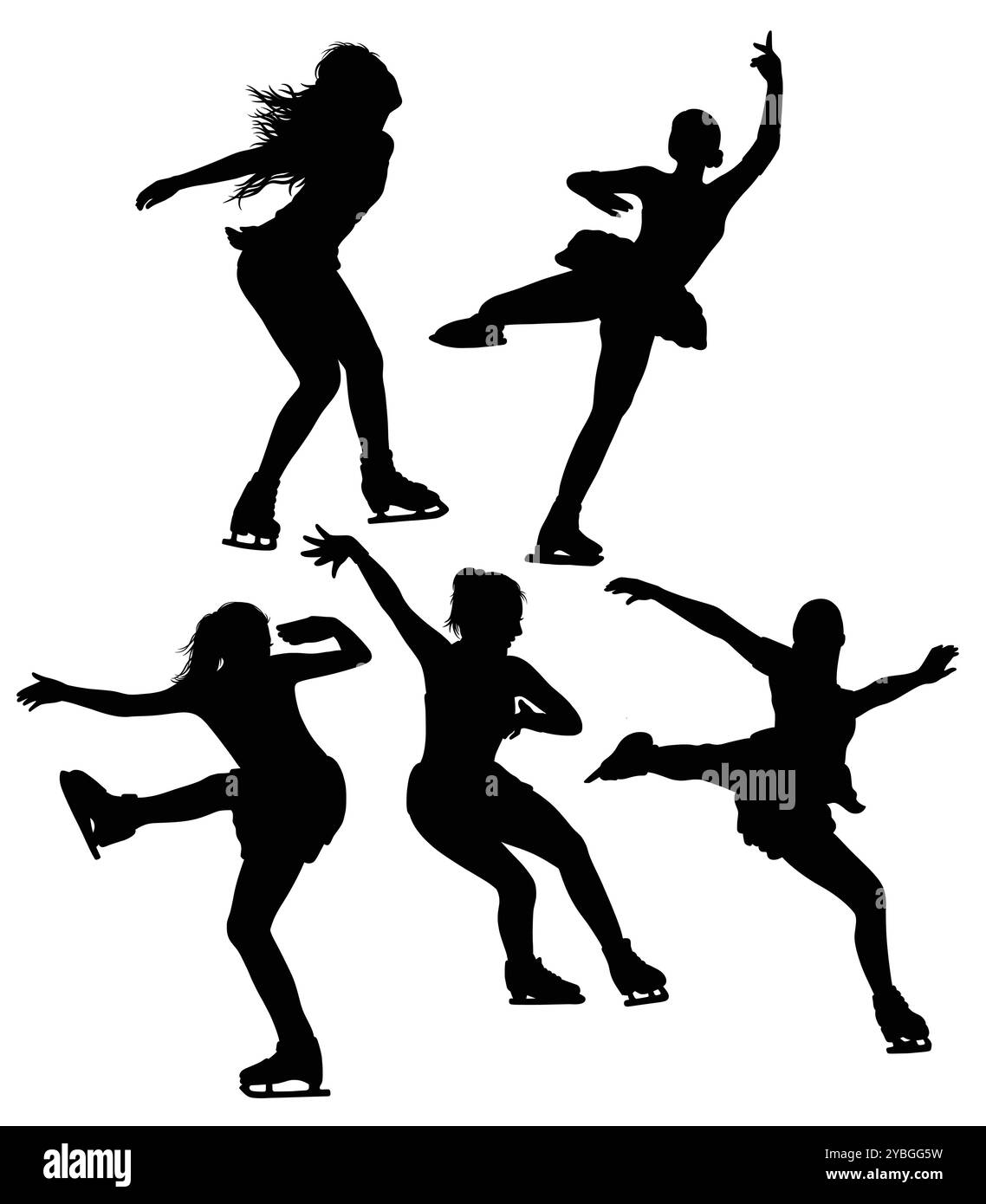 silhouette de pose de sport de patinage sur glace féminin Illustration de Vecteur