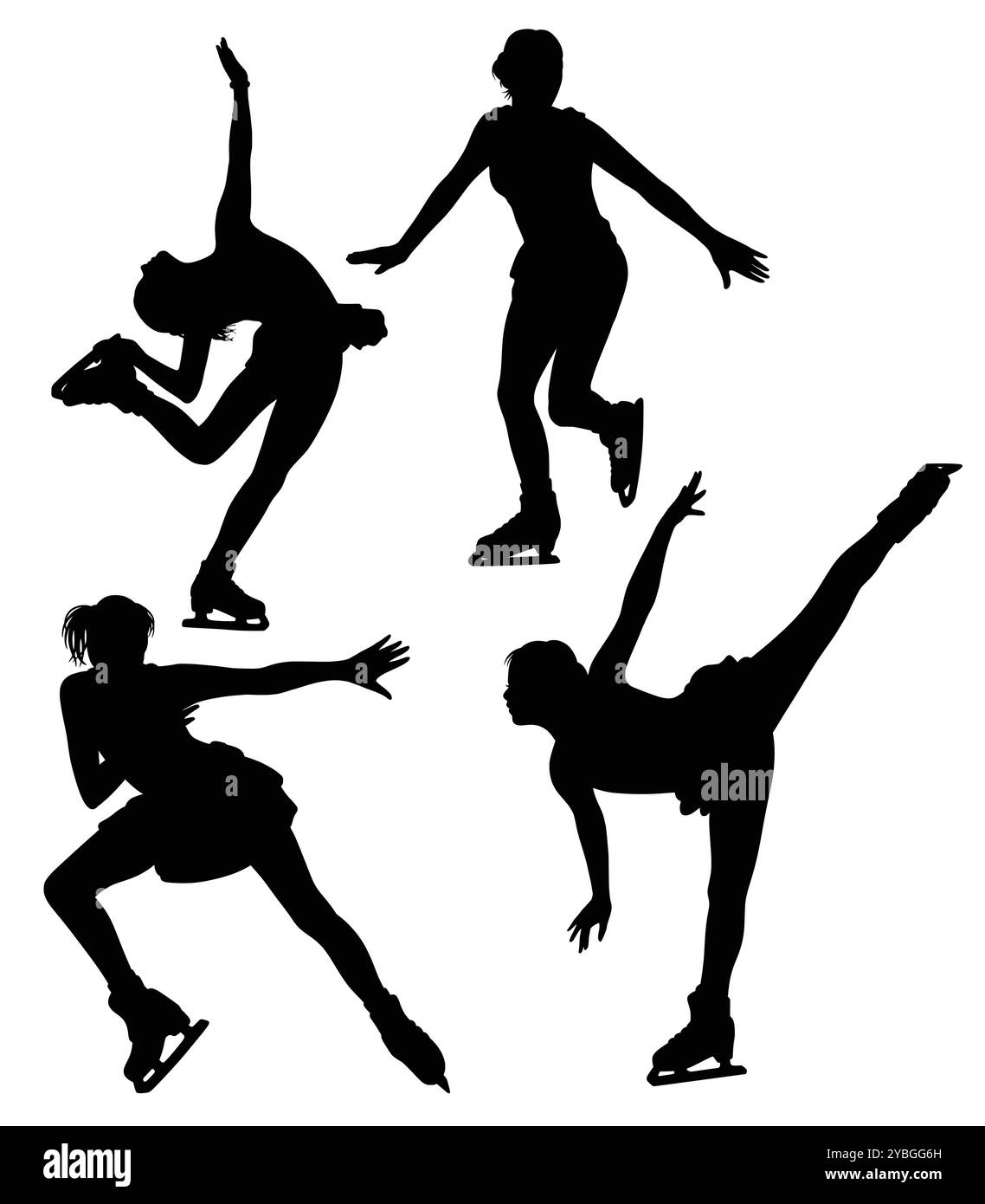 silhouette de pose de sport de patinage sur glace féminin Illustration de Vecteur