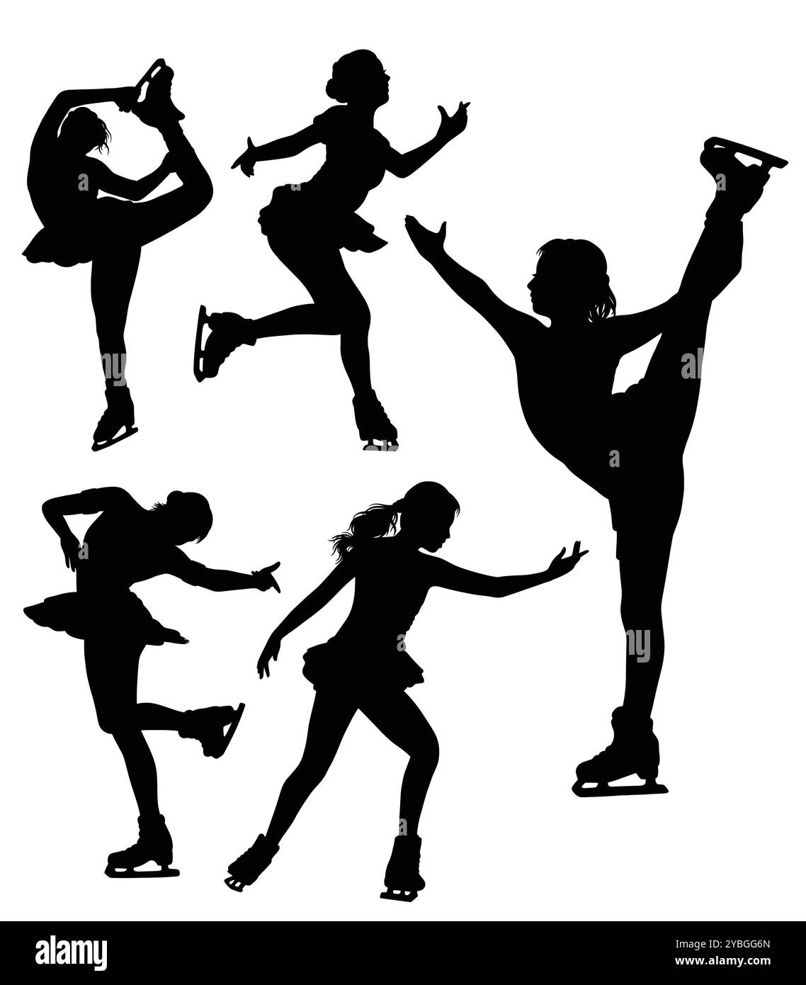 silhouette de pose de sport de patinage sur glace féminin Illustration de Vecteur
