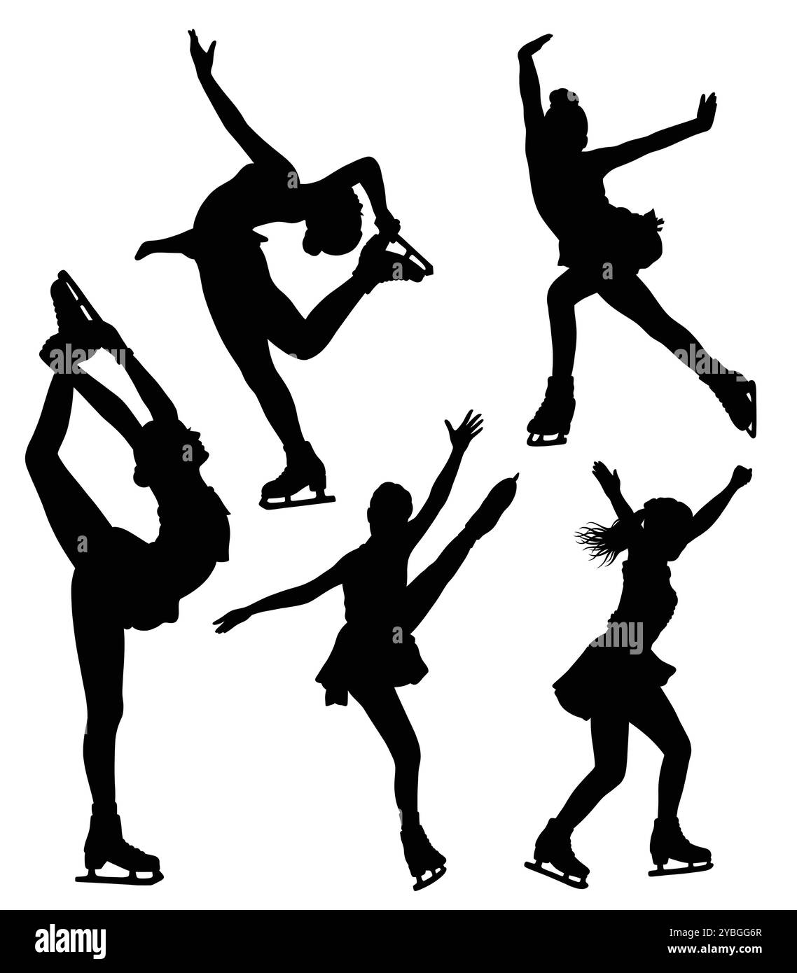 silhouette de pose de sport de patinage sur glace féminin Illustration de Vecteur