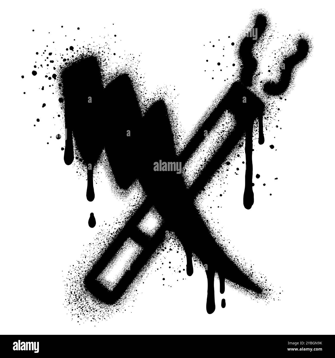 cigarette croisée avec de la peinture noire en aérosol comme symbole des dangers du tabagisme. Illustration de Vecteur