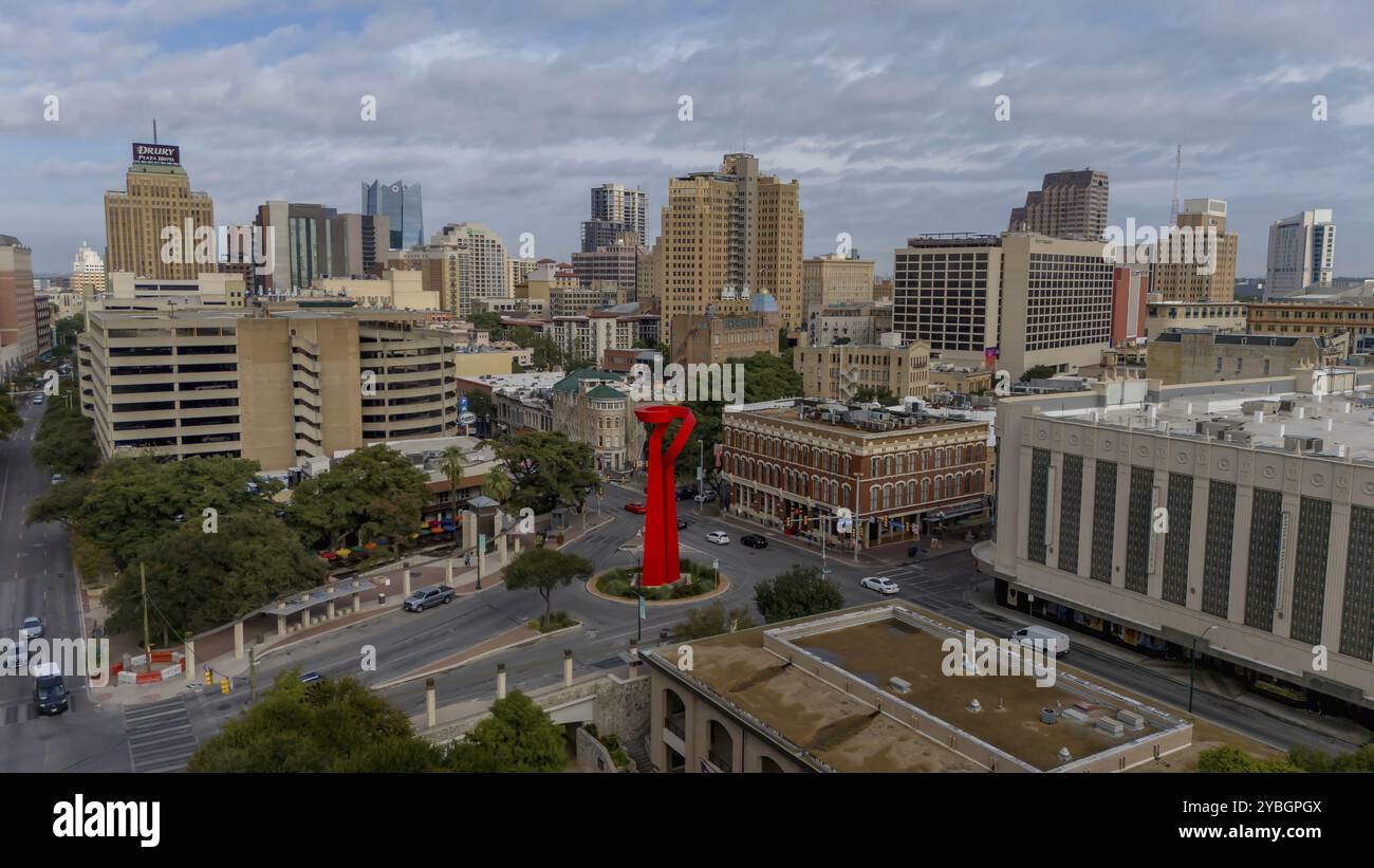 Vue aérienne de la ville de San Antonio. La ville est la septième plus peuplée des États-Unis, la deuxième plus grande du sud des États-Unis, Banque D'Images