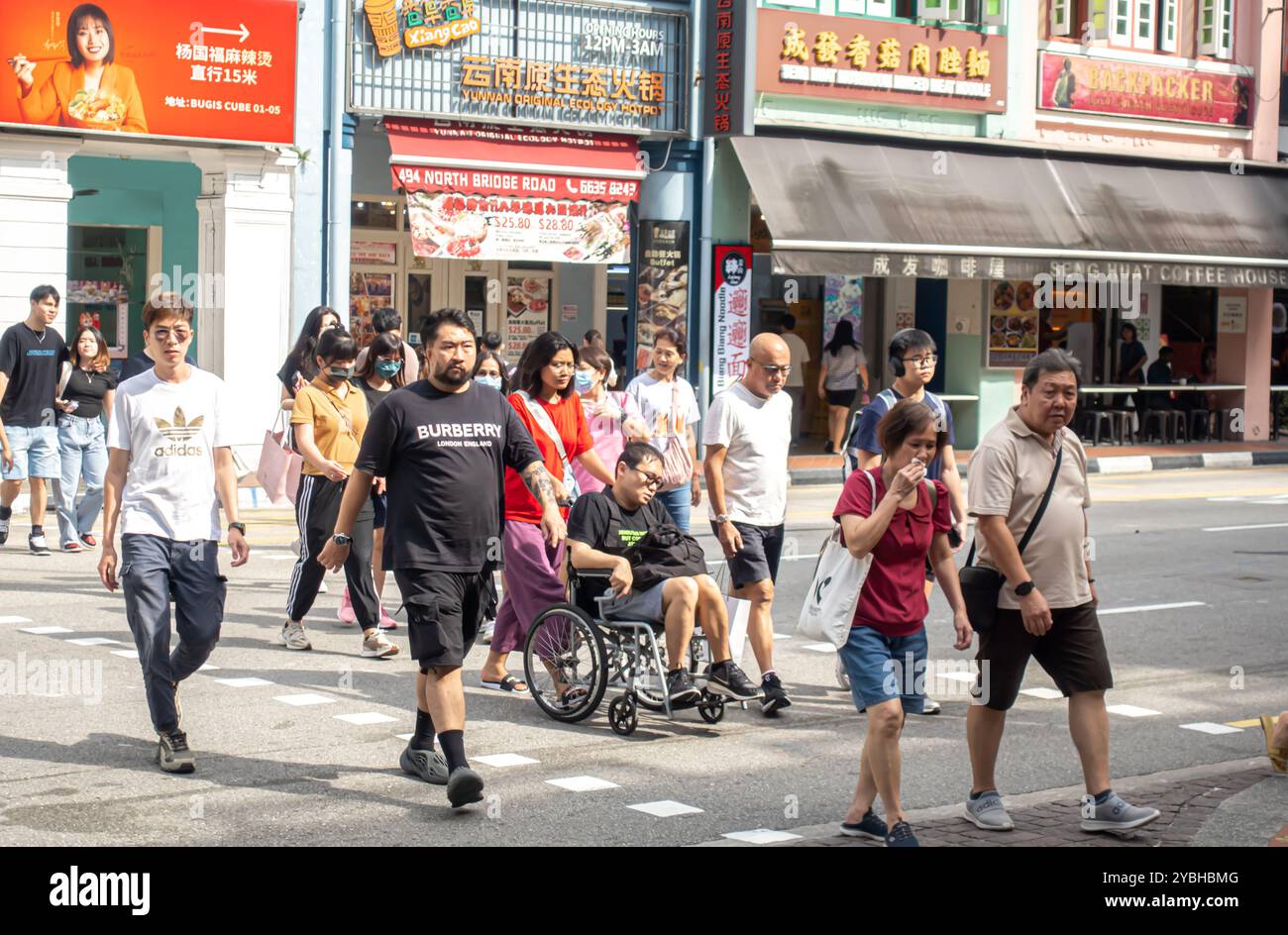 Rue piétonne traversante, N Bridge Rd Dontwon Singapour Banque D'Images