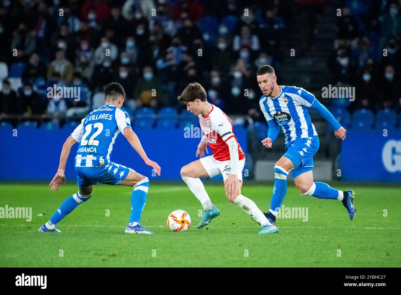 Coruña, Espagne. 06 février 2022. 1 Ligue RFEF. RC Deportivo de la Coruña vs Racing de Santander. Pablo Torre Banque D'Images