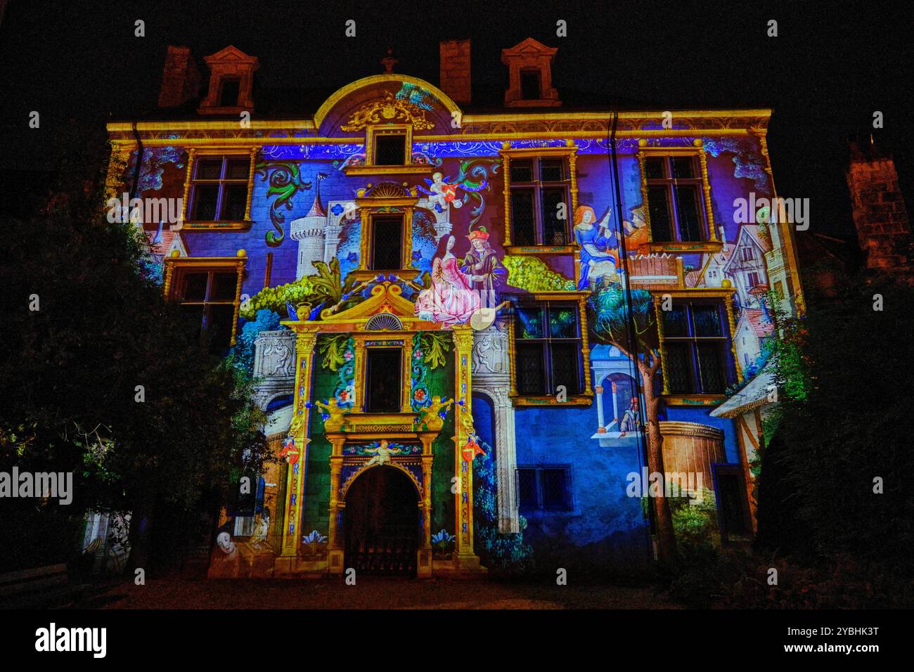 La France, cher (18), Bourges, de l'éclairage pendant les nuits lumières de Bourges, l'hôtel Lallement, Musée des arts décoratifs Banque D'Images