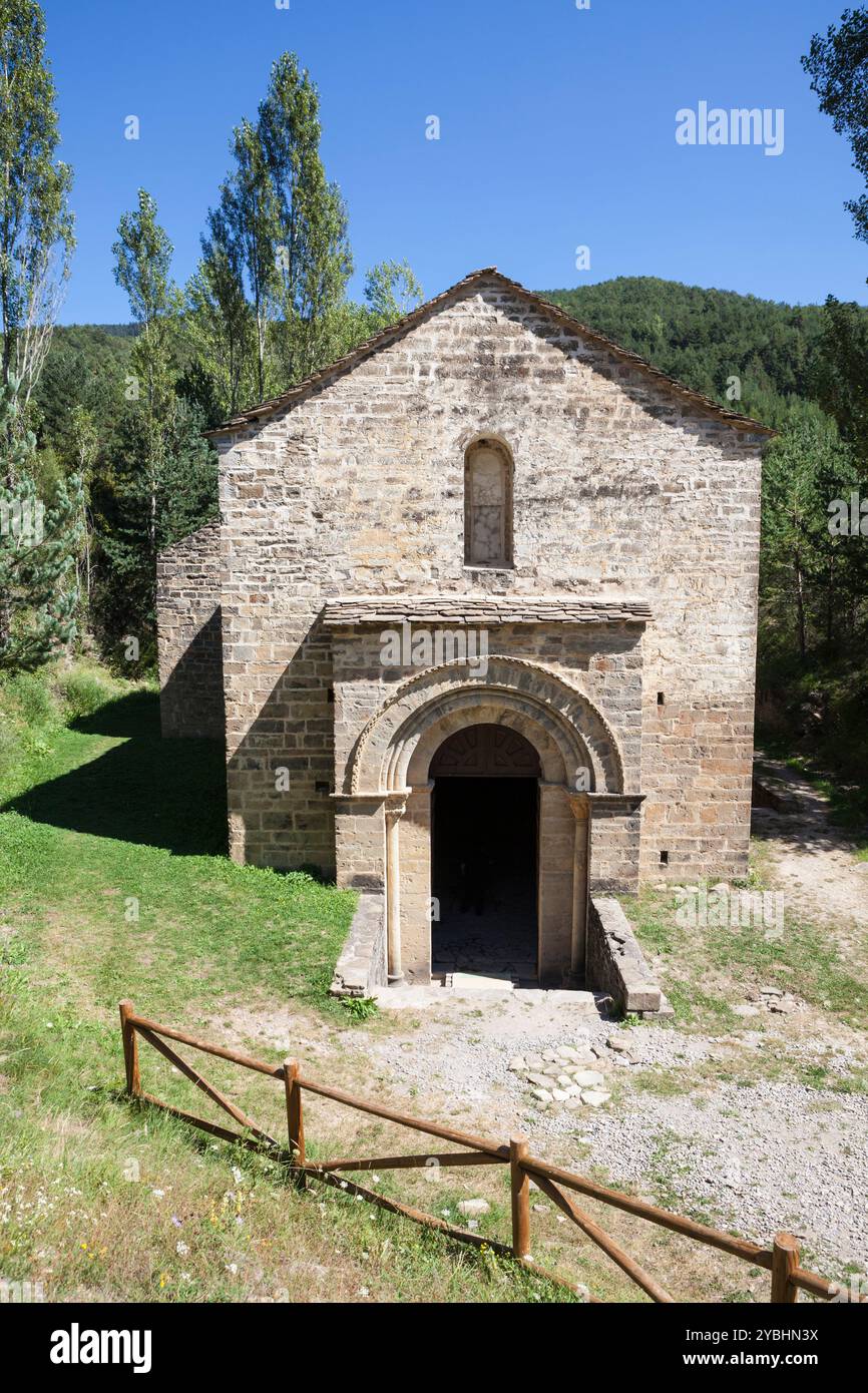 San Adrián de Sásabe Eglise en Borau, Huesca, Espagne Banque D'Images