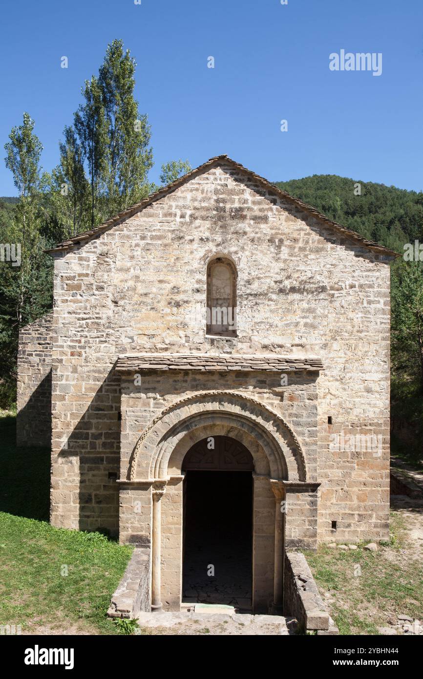 San Adrián de Sásabe Eglise en Borau, Huesca, Espagne Banque D'Images