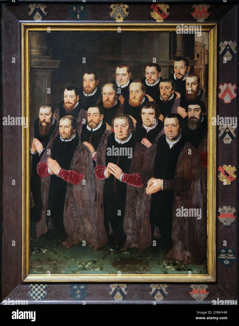 Panneaux de portrait de la noble Fraternité du Saint-sang (1556) par Pieter Pourbus (1523–584) peintre et sculpteur flamand néerlandais de la Renaissance Banque D'Images