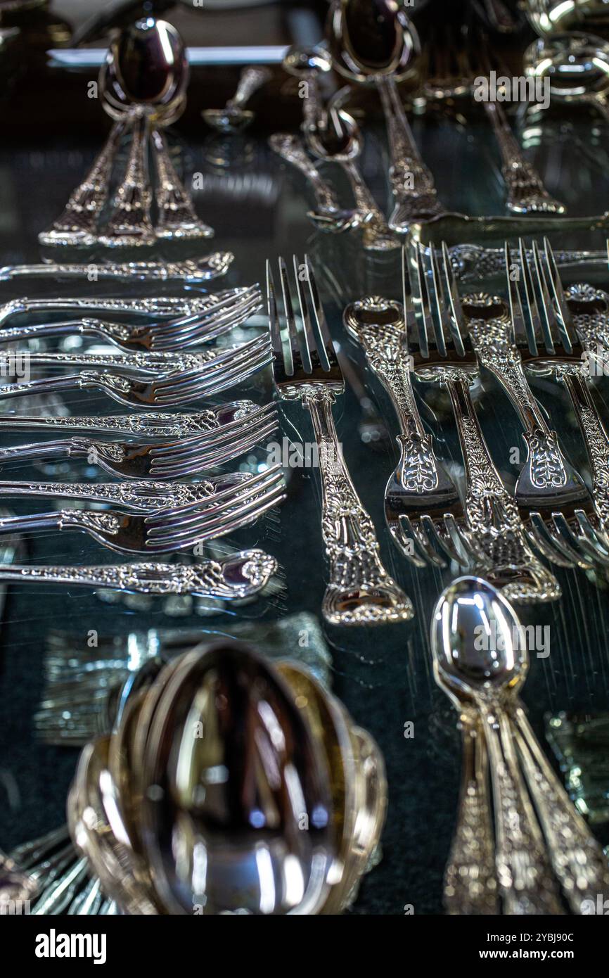 beaux couverts en argent vieilli - style vintage Banque D'Images