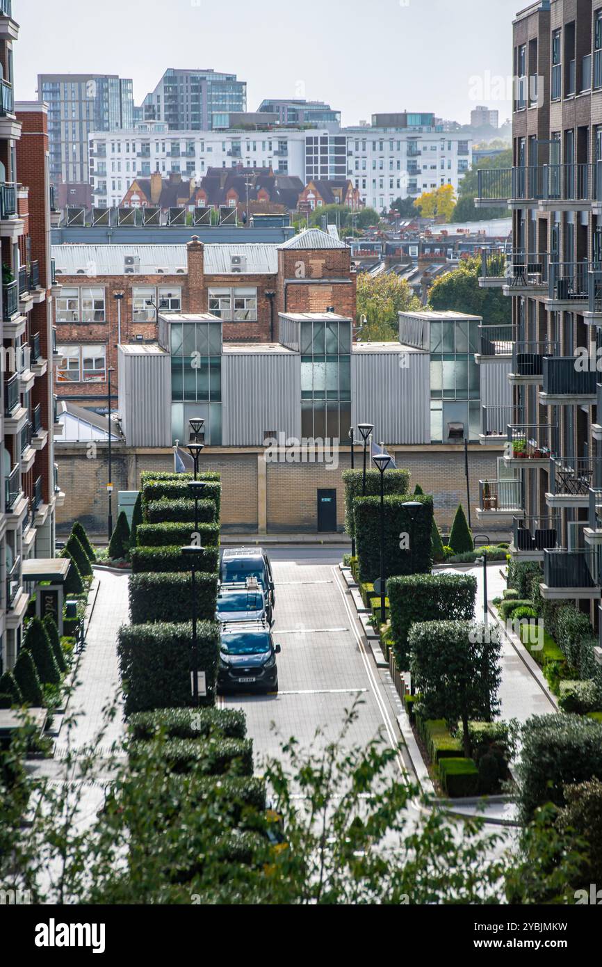 Haies soignées dans les quartiers riverains de Chelsea nouvellement convertis dans Park Street, Banque D'Images