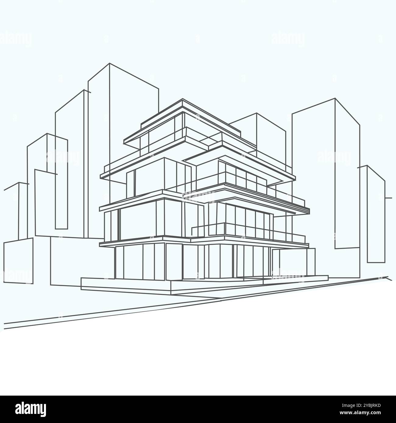 Simple ligne continue dessinant la construction de maison de luxe à grande ville. Propriété d'architecture de maison concept de minimalisme isolé. Illustration de Vecteur