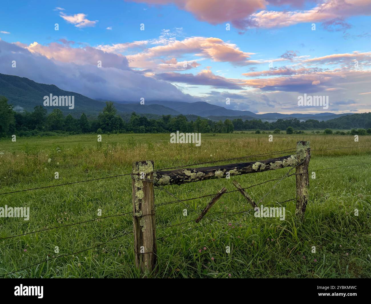 Cades Cove nichée dans le parc national des Great Smoky Mountains, Tennessee, États-Unis Banque D'Images Cades Cove nichée dans le parc national des Great Smoky Mountains, Tennessee, États-Unis Banque D'Images