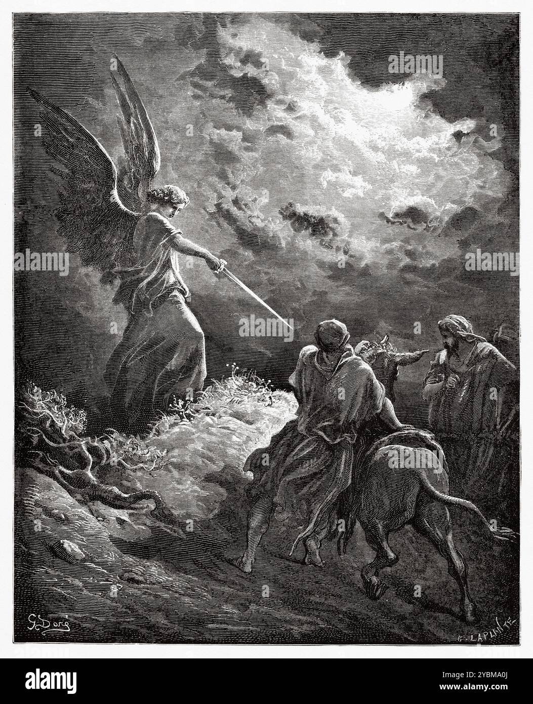 L'Ange apparaissant à Balaam. Ancien Testament. Illustration biblique antique de Gustave Dore (1832-1883) Banque D'Images