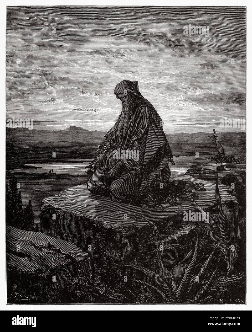 Le prophète Isaïe. Ancien Testament. Illustration biblique antique de Gustave Dore (1832-1883) Banque D'Images