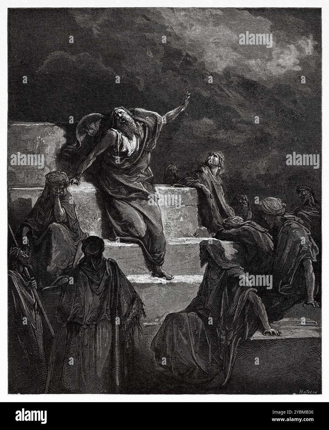 Le Prophète Jérémie. Ancien Testament. Illustration biblique antique de Gustave Dore (1832-1883) Banque D'Images