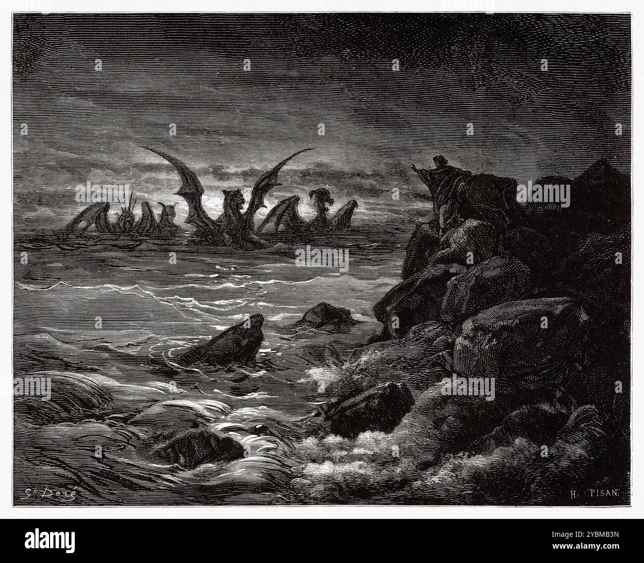 Vision du prophète Daniel. Ancien Testament. Illustration biblique antique de Gustave Dore (1832-1883) Banque D'Images