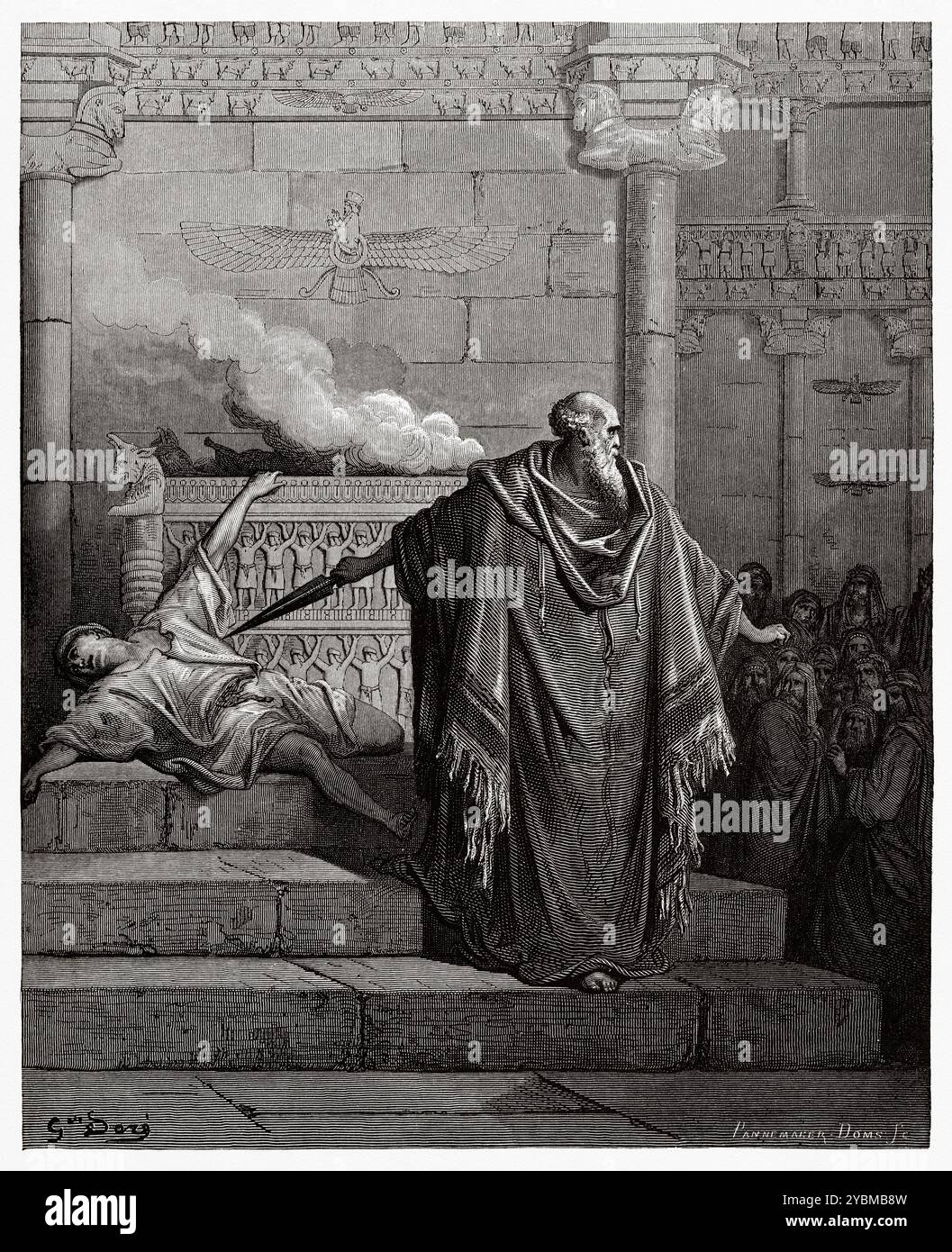 Mattathias et l'apostat. Mattathias tue l'idolateur. Ancien Testament. Illustration biblique antique de Gustave Dore (1832-1883) Banque D'Images
