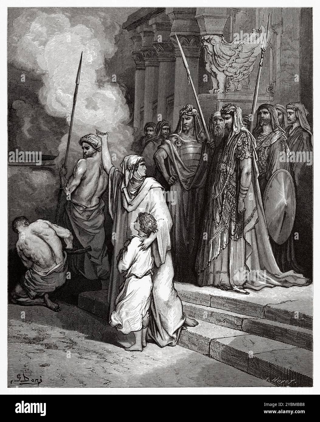 Le courage d'une mère de Maccabées. Ancien Testament. Illustration biblique antique de Gustave Dore (1832-1883) Banque D'Images