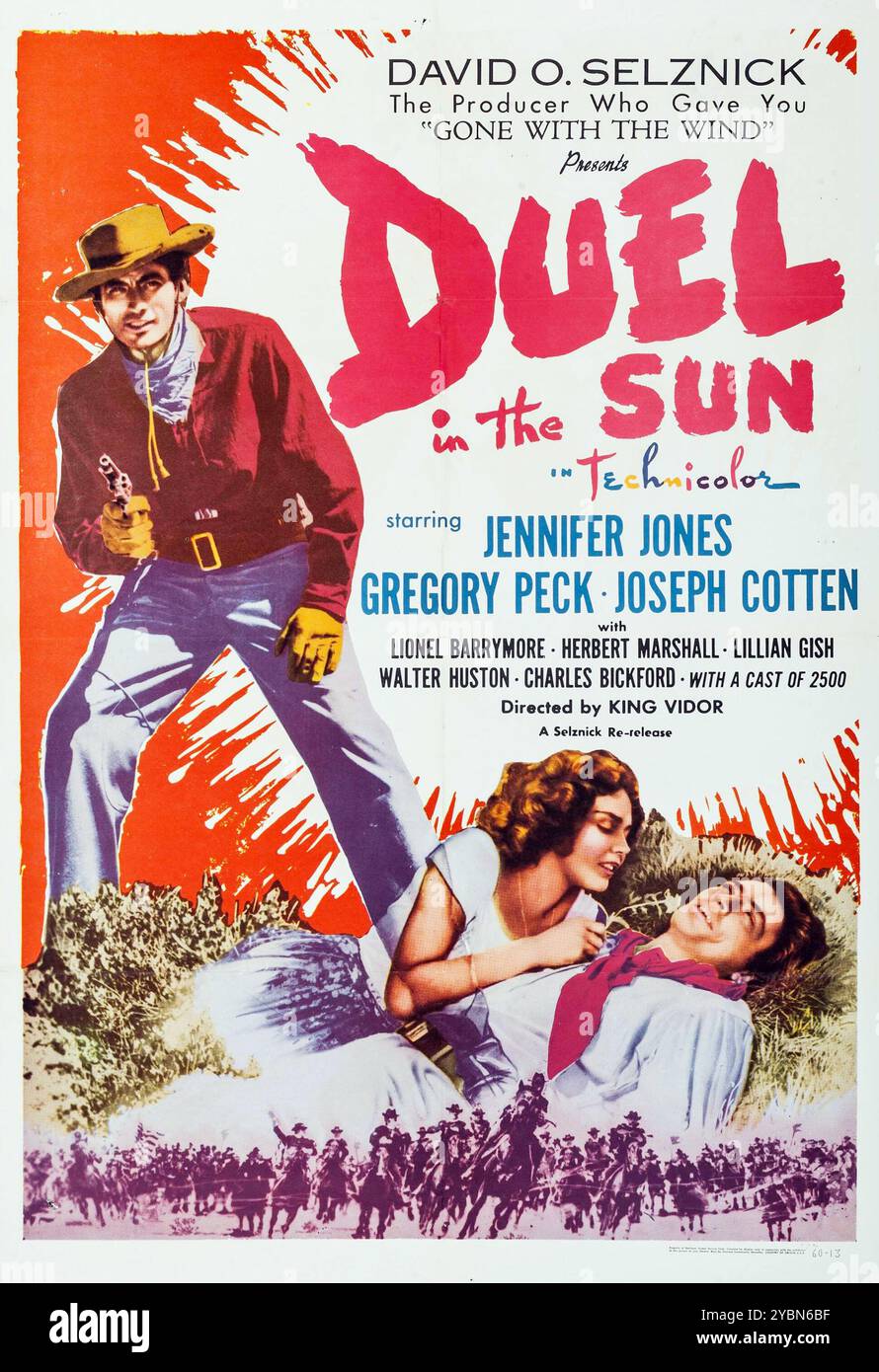 Duel in the Sun (United Artists, 1947) affiche de film vintage. Avec Jennifer Jones, Gregory Peck, Joseph Cotten Banque D'Images