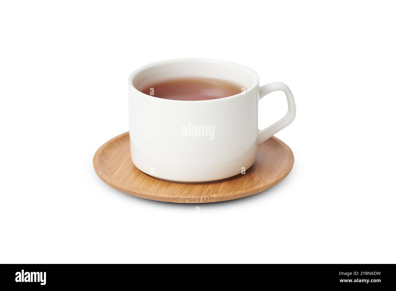 Tasse de thé blanche sur un fond blanc Banque D'Images