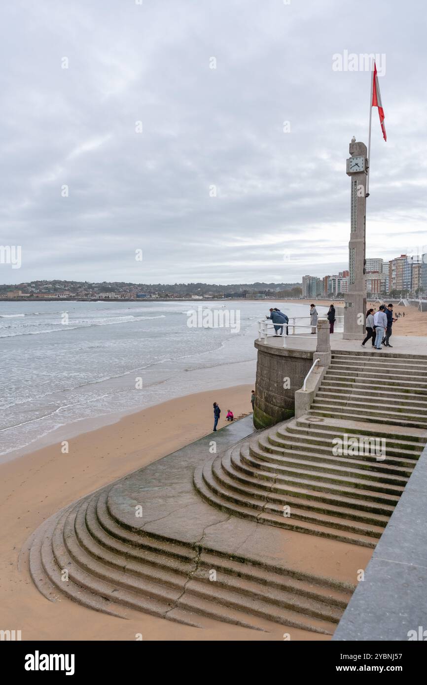 Plage de San Lorenzo, Gijón, Asturies, Espagne, Europe Banque D'Images